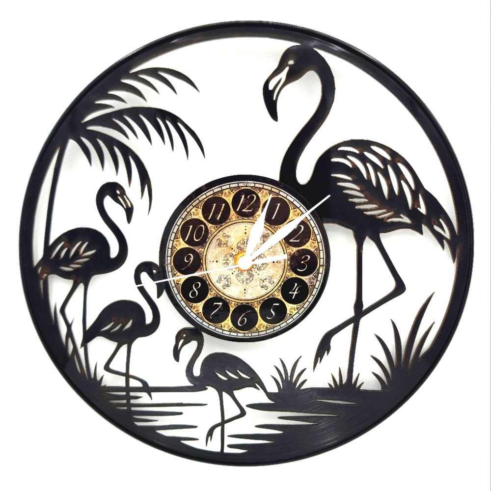 FLAMINGO vinyl record clock